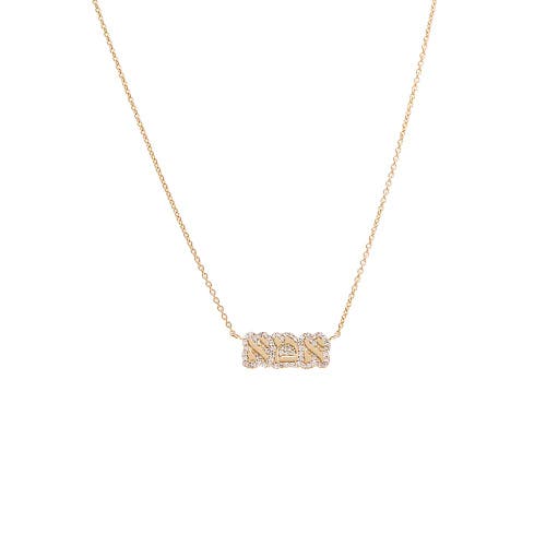 Adina Eden By  Diamond Pave Bubble Outline Hebrew 'mom' Necklace 14k In 14k Gold