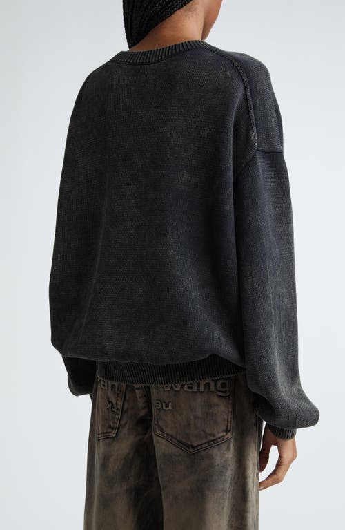 Alexander Wang Debossed Logo Oversize Crewneck Sweater In Storm Bleach Out