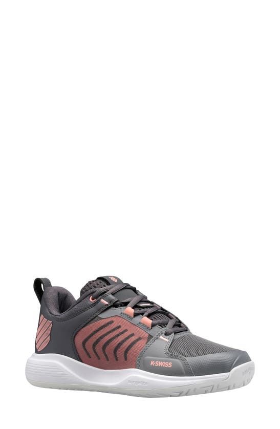 K-swiss Ultrashot Team Tennis Shoe In Steel Gray/asphalt/peach Amber