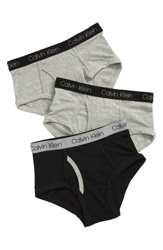 Calvin Klein 3-pack Cotton Spandex Briefs In Black/ Heather Grey