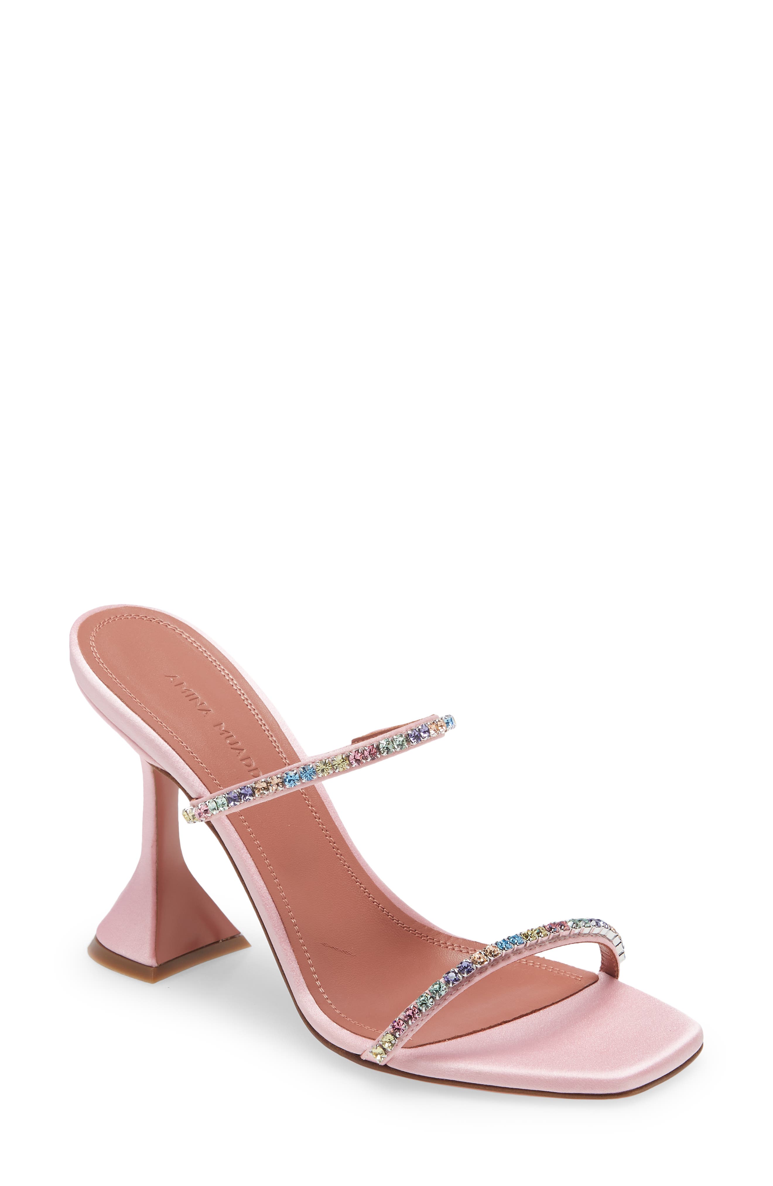 amina muaddi silver sandals