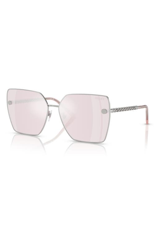 Versace 63mm Oversize Square Sunglasses In Silver