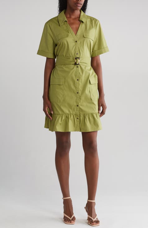 Belted Stretch Cotton Dress