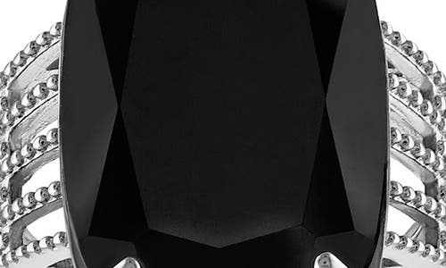 Fzn Black Spinel Ring In Black/silver