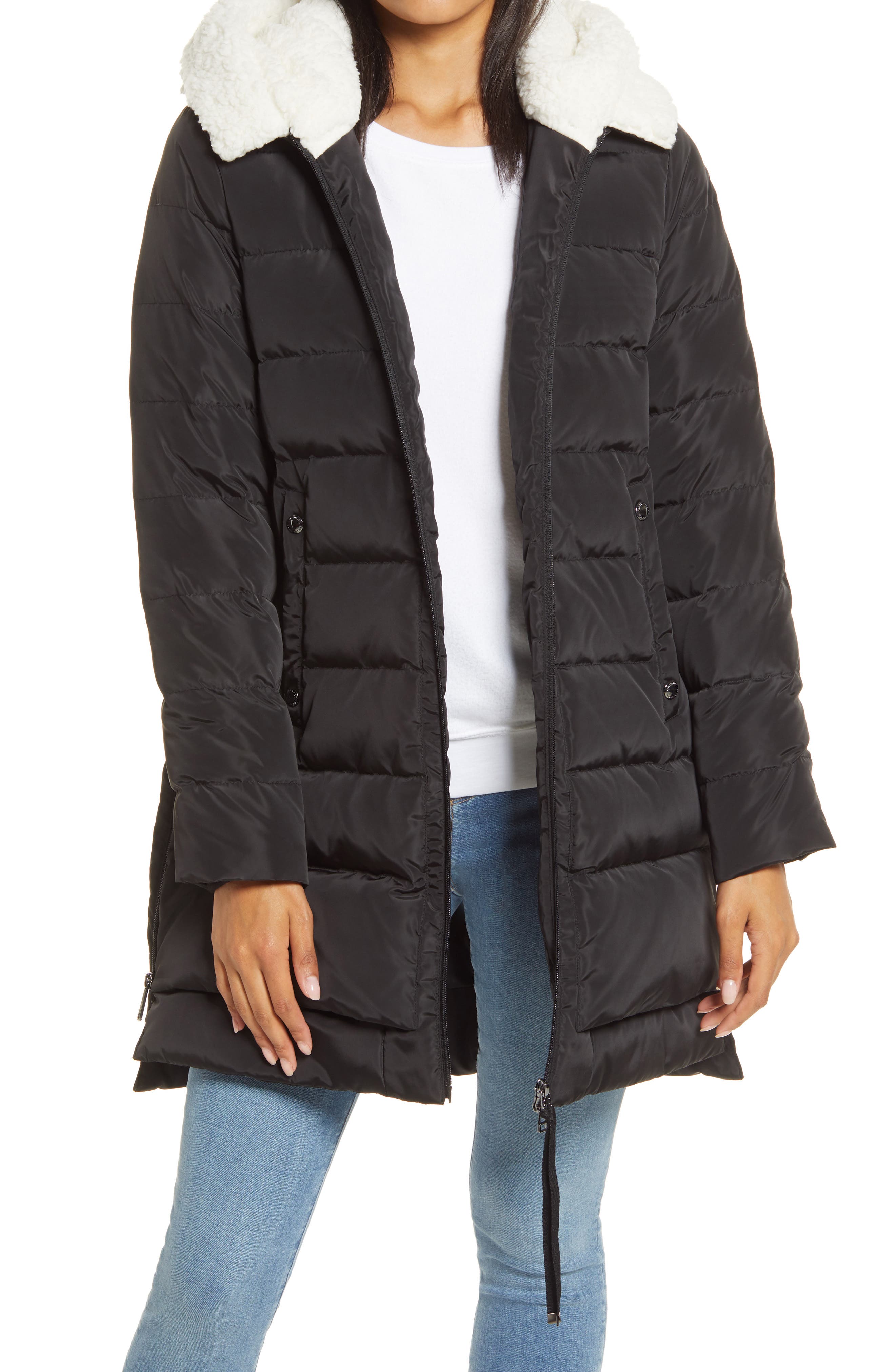 Sam Edelman Puffer Coat with Faux Shearling Lined Hood