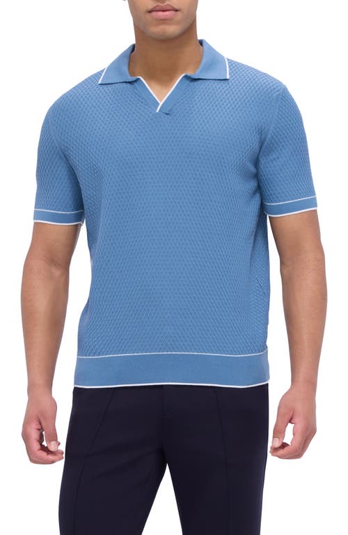 Bugatchi Tipped Johnny Collar Polo In Blue