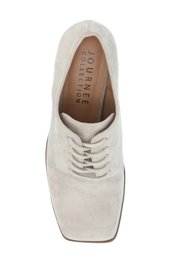 Shop Journee Collection Sylvan Block Heel Derby Pump In Stone