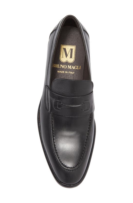 Shop Bruno Magli Seth Embossed Horsebit Loafer In Black