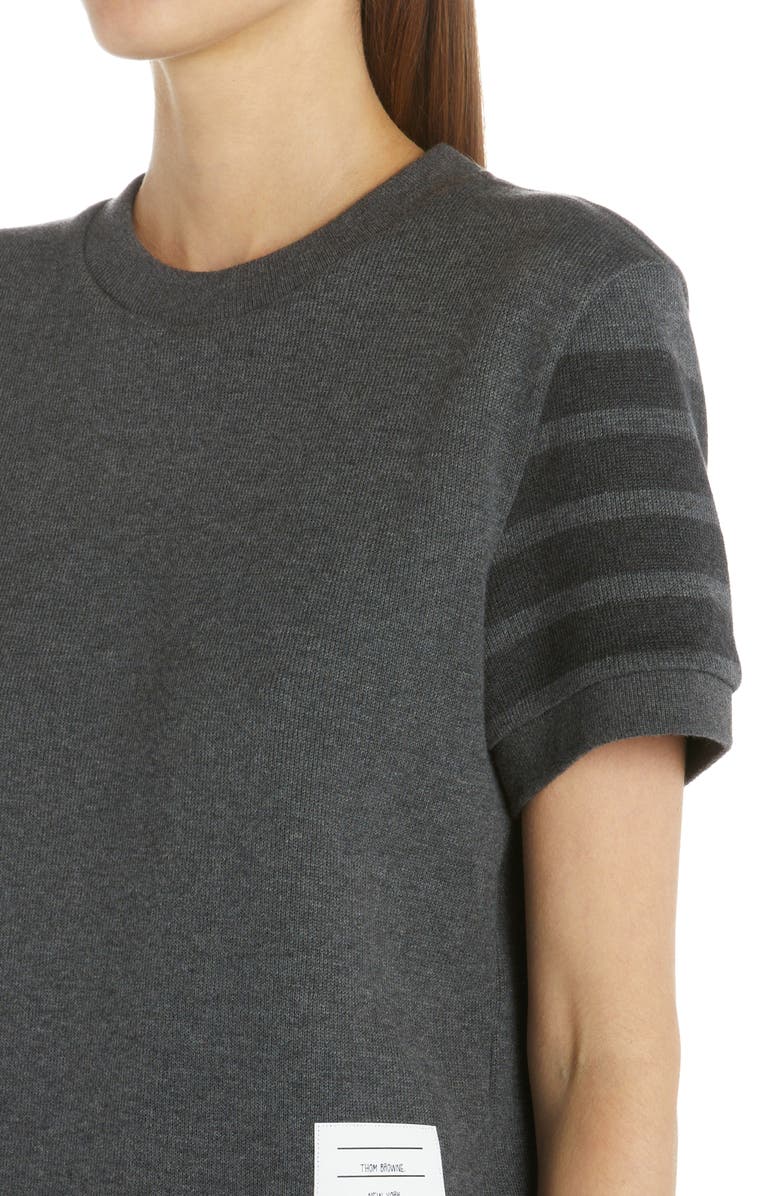Thom Browne 4-Bar Short Sleeve Cotton Sweater, Alternate, color, 