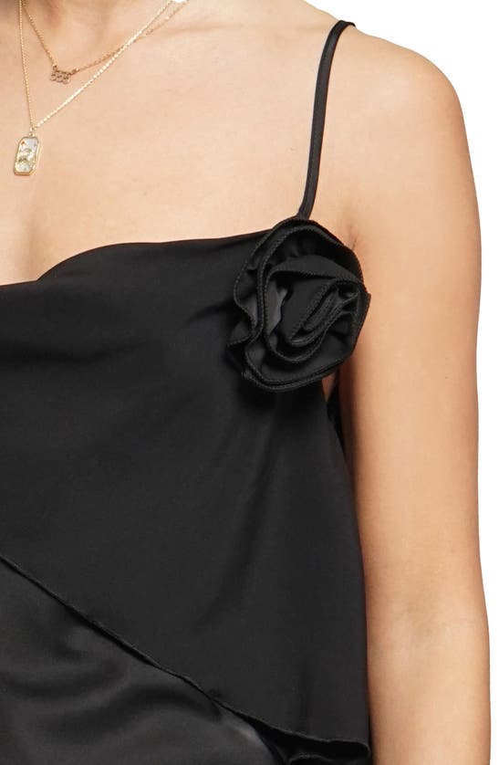 Shop Know One Cares Asymmetric Rosette Camisole In Black