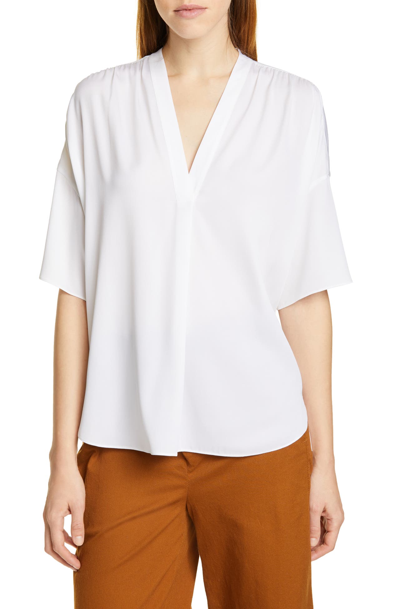 Vince Silk Blend VNeck Blouse Nordstrom Rack
