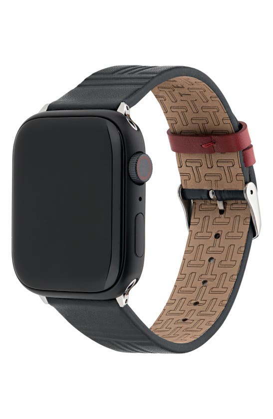 Shop Ted Baker Leather 22mm Apple Watch® Watchband In Black