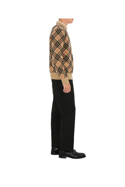 Shop Burberry Check Cashmere Sweater In Sand