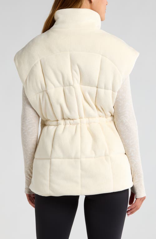 Zella Corduroy Puffer Vest In Ivory Egret