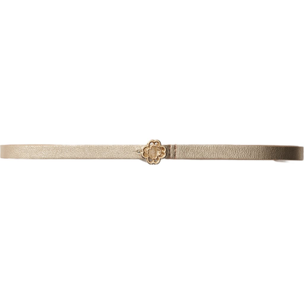 Maje Slim Belt With Clover Buckle In Light Gold