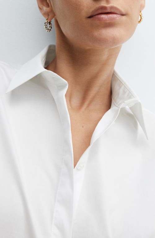 Shop Mango Fitted Button-up Shirt In White