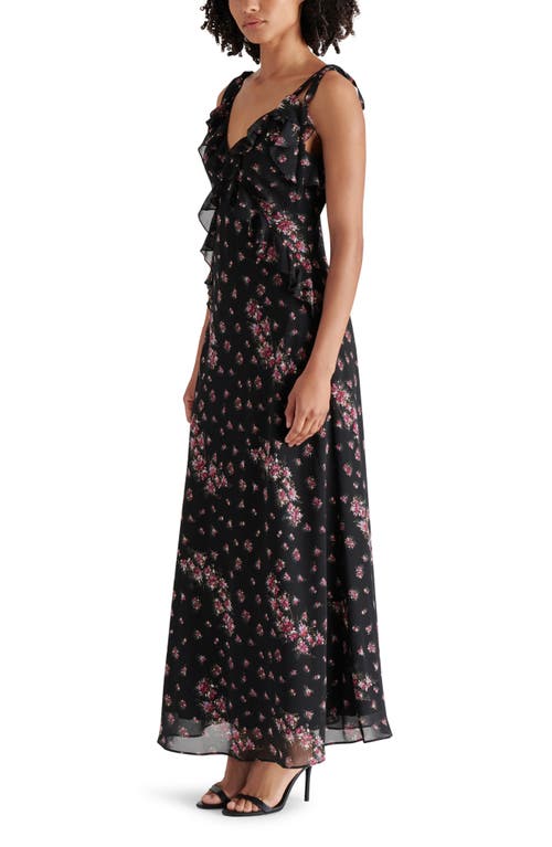 Shop Steve Madden Adalina Floral Ruffle Maxi Dress In Black Multi