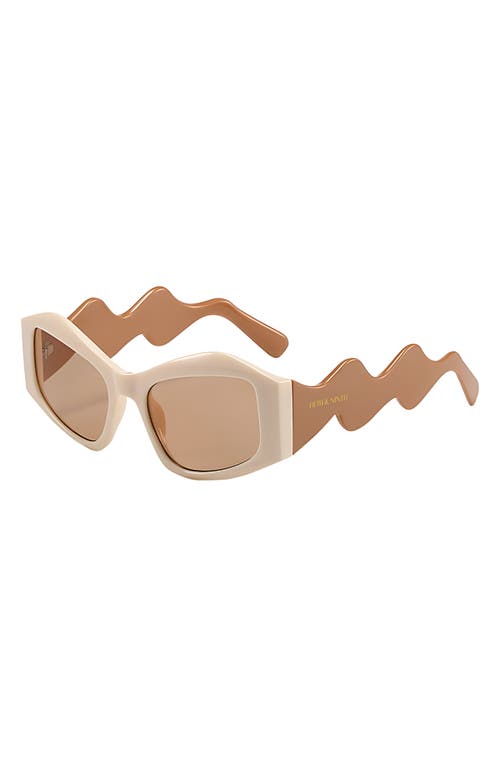 Fifth & Ninth Jade 53mm Polarized Rectangular Sunglasses In Tan/champagne