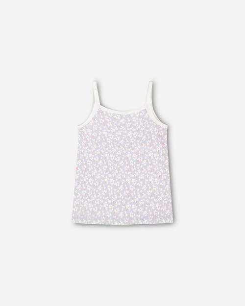 Shop Deux Par Deux Girl's Organic Cotton Tank Top Lilac Printed Little Flowers In Lilac Printed Littles Flowers