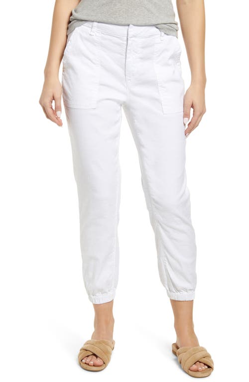 Frank & Eileen Jameson Stretch Cotton & Linen Blend Performance Joggers in White