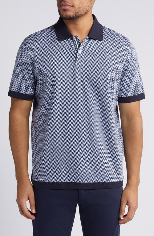 Skelt Geometric Jacquard Polo in Blue