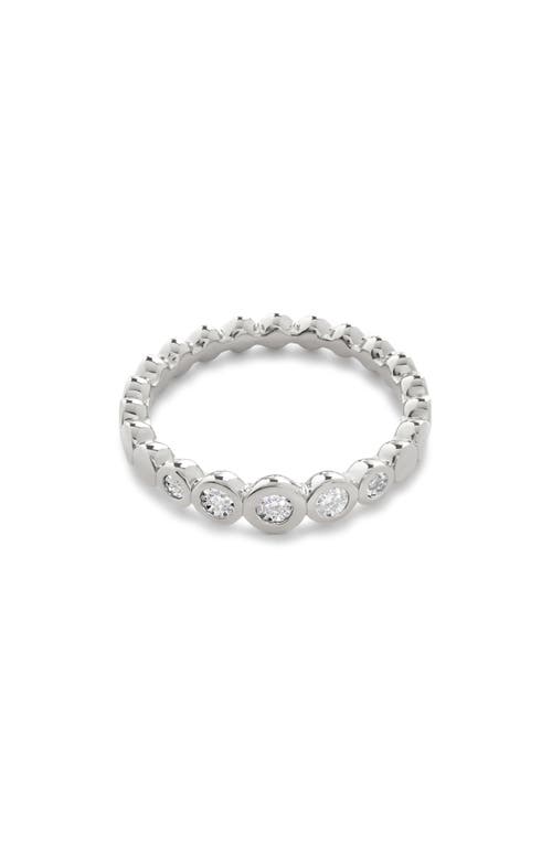 Monica Vinader Lab Created Diamond Half Eternity Ring In Sterling Silver/diamond