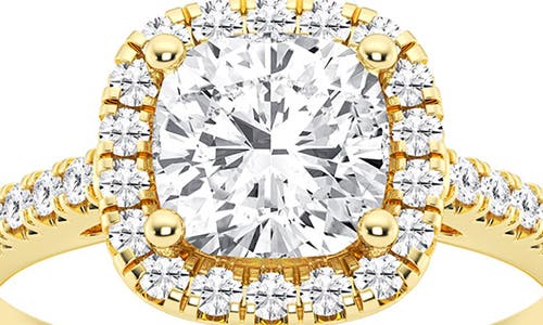 Shop Badgley Mischka Collection Cushion Cut Lab Created Diamond Halo Ring In Gold