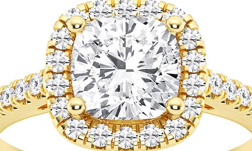 Badgley Mischka Collection Cushion Cut Lab Created Diamond Halo Ring In Gold