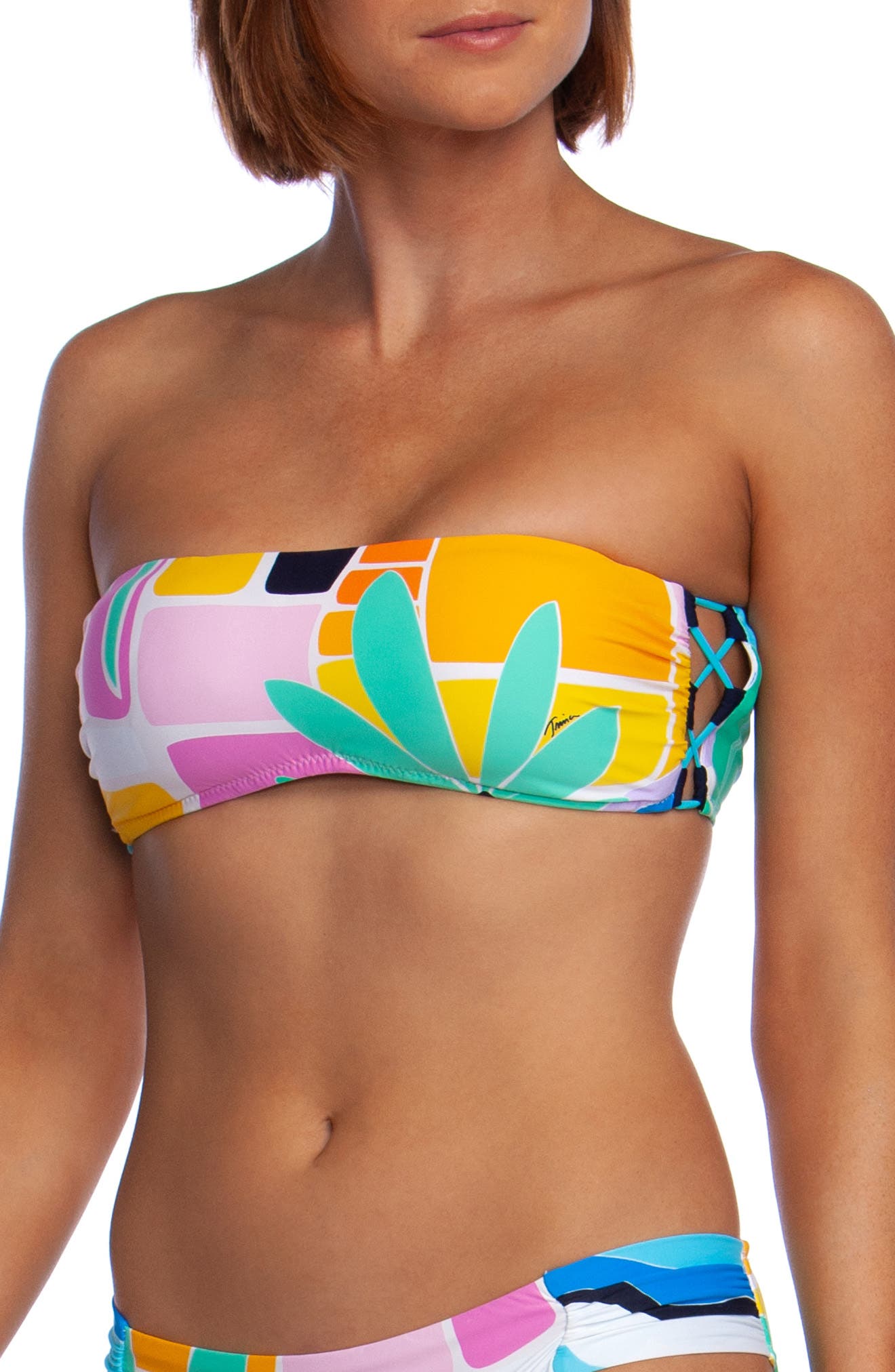 Trina Turk Molded Bandeau Bra, Blue/green