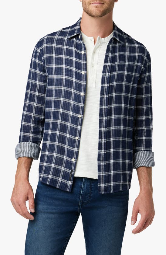 Shop Joe's Oliver Plaid Double Face Cotton Button-up Shirt In True Navy Plaid