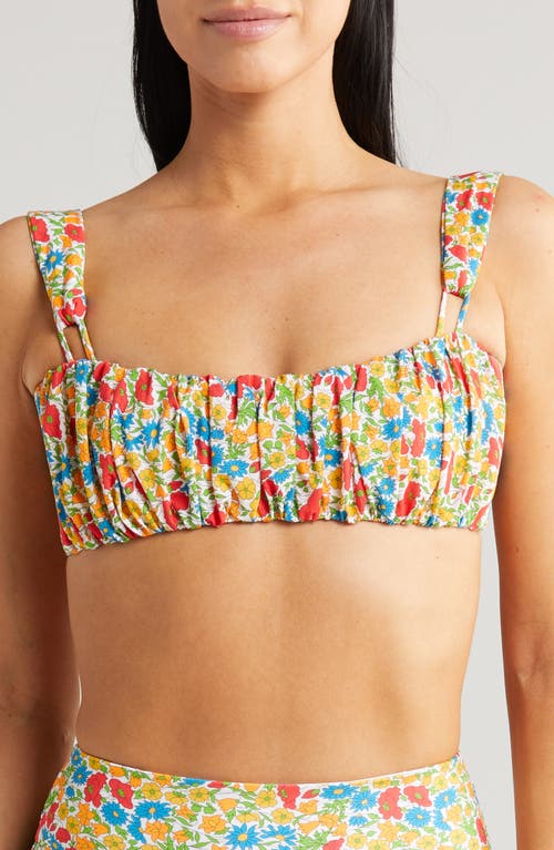 x Liberty Victoria Ruched Bandeau Bikini Top in Poppy And Daisy