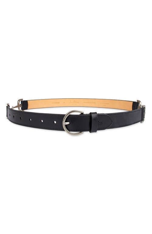 Leather Belt with Horsebit Hip Stations in Black