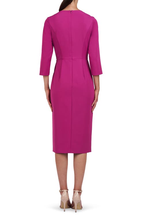 Shop Kay Unger Doreen Midi Sheath Dress In Vivid Berry