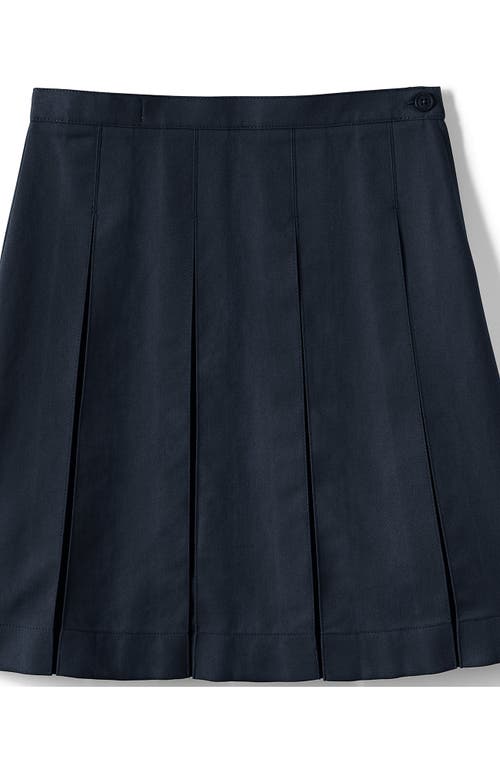 LANDS' END LANDS' END SCHOOL UNIFORM GIRLS SOLID BOX PLEAT SKIRT BELOW THE KNEE