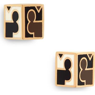 Tory Burch Enamel Logo Half Cube Earrings