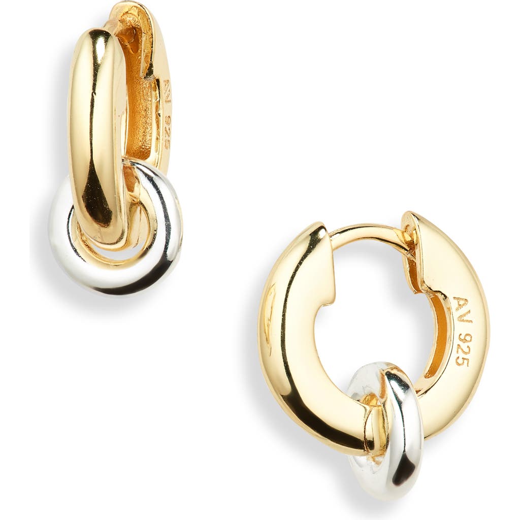 Argento Vivo Sterling Silver Two-tone Interlock Hoop Earrings In Gold