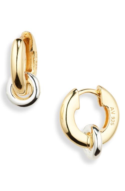 Shop Argento Vivo Sterling Silver Two-tone Interlock Hoop Earrings In Two Tone