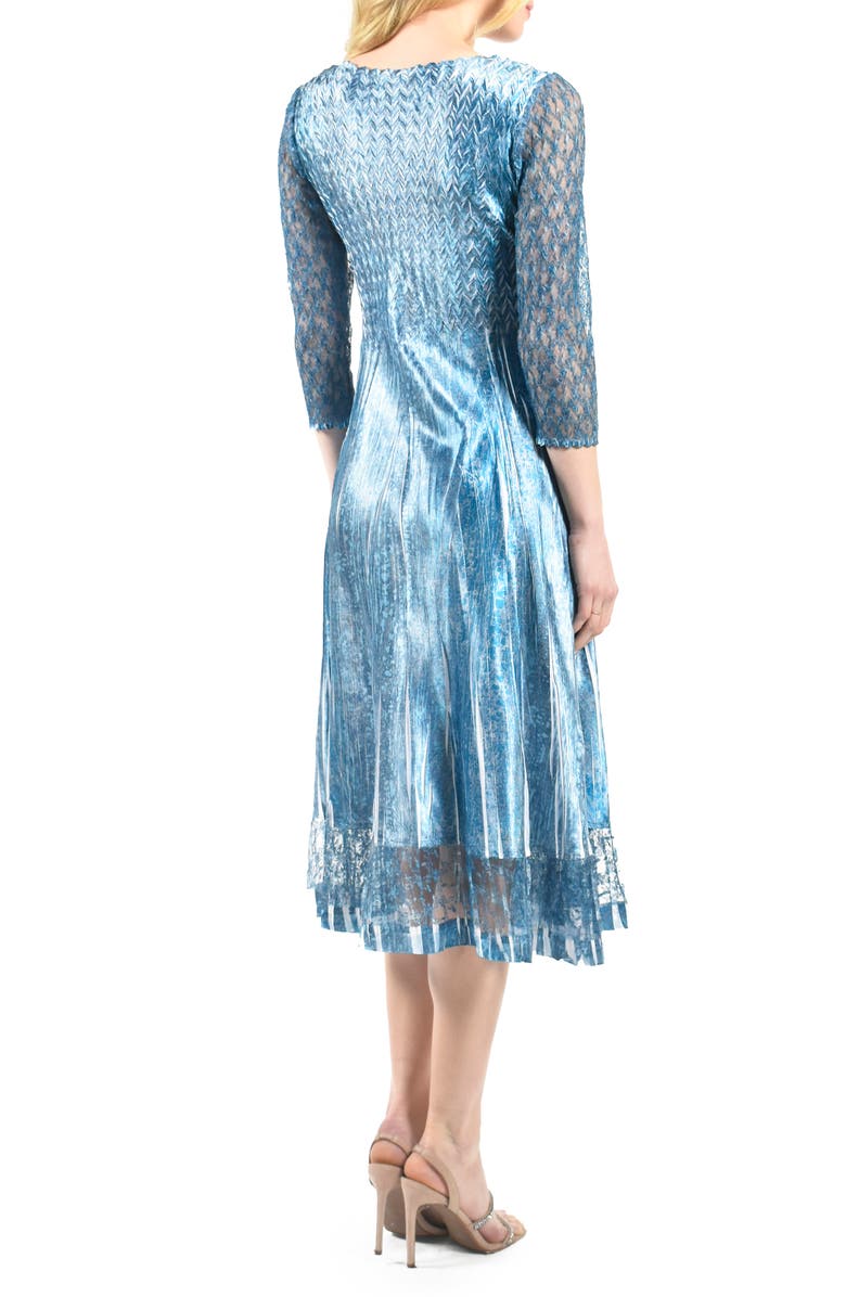 Komarov Lace Sleeve Charmeuse Cocktail Dress, Alternate, color, Velvet Stone