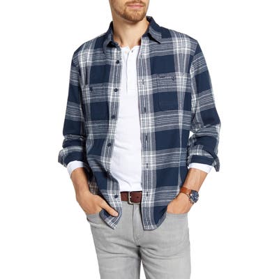 1901 Trim Fit Plaid Flannel Button-Up Shirt, Blue