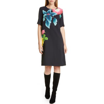 Etro Floral Print Stretch Cady Shift Dress, US / 46 IT - Black