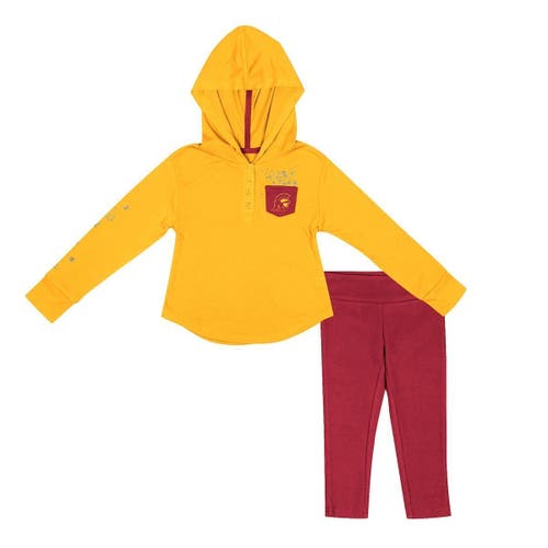 Girls Toddler Colosseum Gold/Cardinal USC Trojans Most Delightful Way Long Sleeve Hoodie T-Shirt & Leggings Set