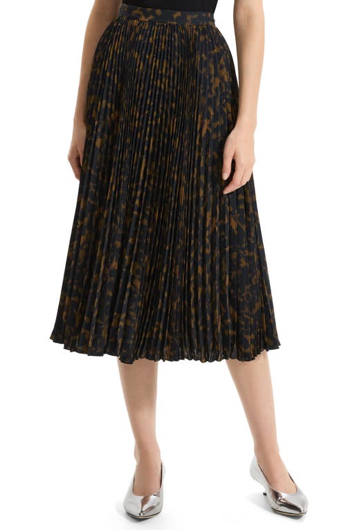 Sunburst Pleated Midi Skirt in Dark Brown Multi