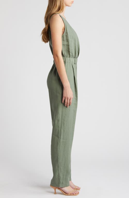 Shop Nation Ltd Kiara Sleeveless Linen Jumpsuit In Sea Spray