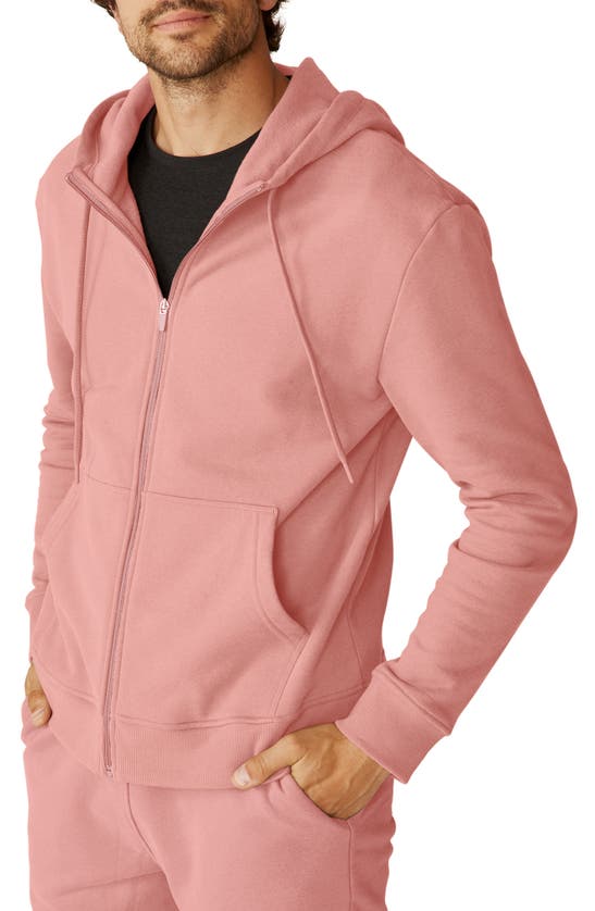 Shop Beyond Yoga Every Body Cotton Blend Zip Hoodie In Clay Pink