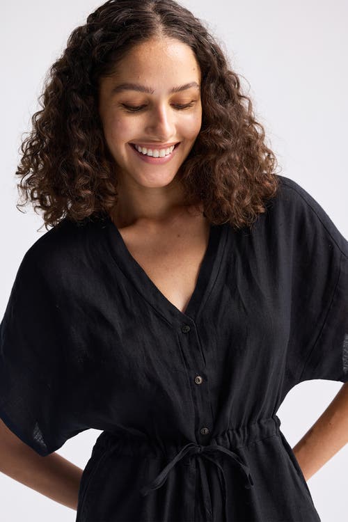 Shop Reistor V Neck Drawstring Romper In Black