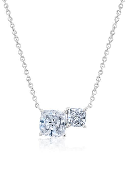 Crislu Cushion Cut Cubic Zirconia Pedant Necklace in Silver at Nordstrom, Size 16