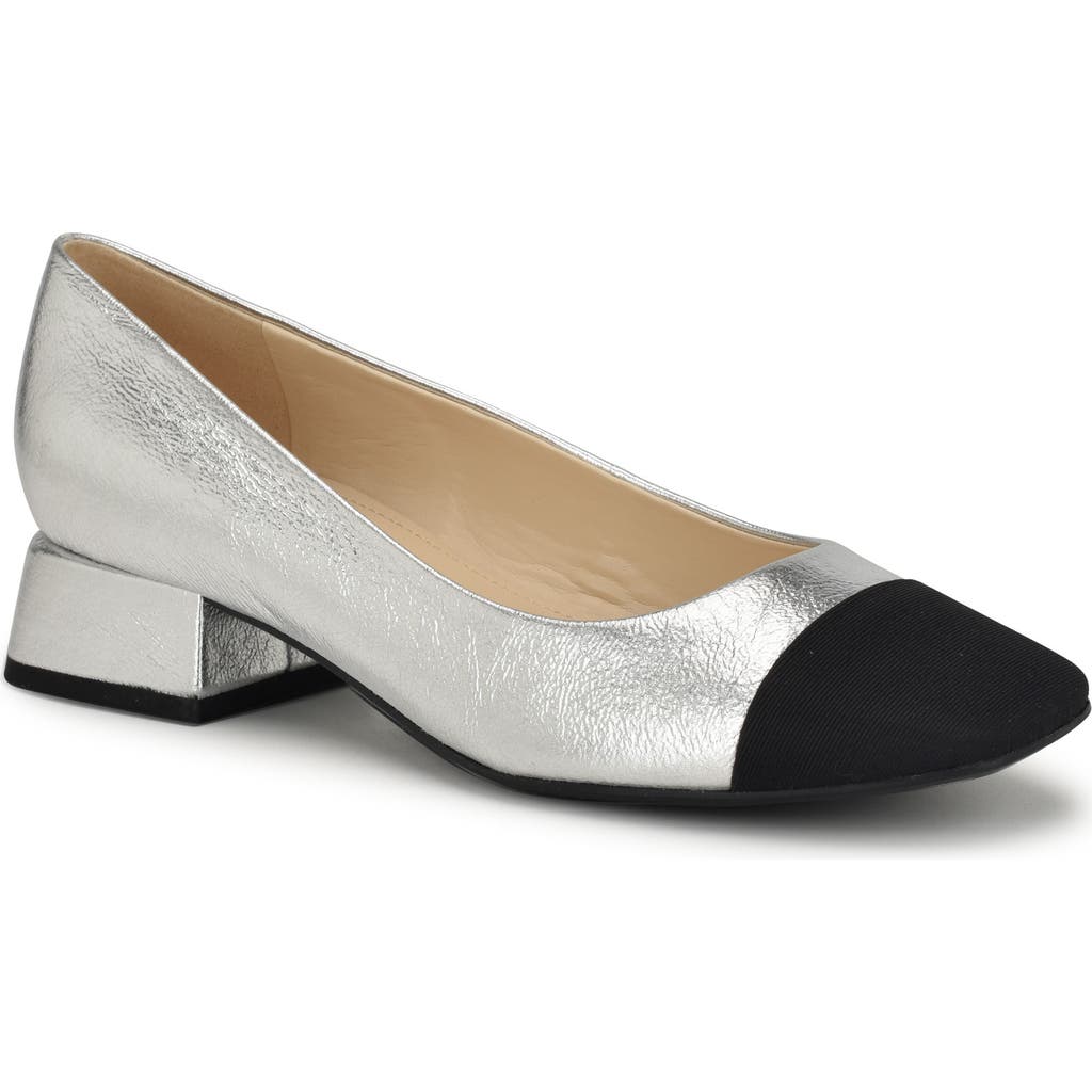 Nine West Sophe Cap Toe Pump In Silver