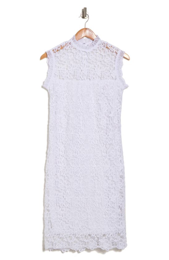Nanette Lepore Mock Neck Sleeveless Lace Midi Dress In Brilliant White ...