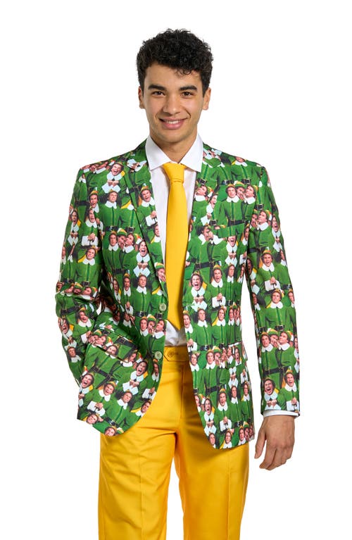 Shop Opposuits 'elf' Movie Print Two-piece Suit & Tie In Yellow