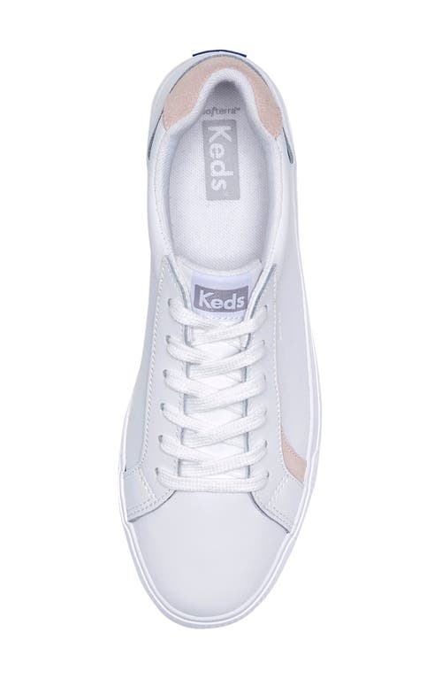 Keds Pursuit Low Top Sneaker In White/light Pink Leather